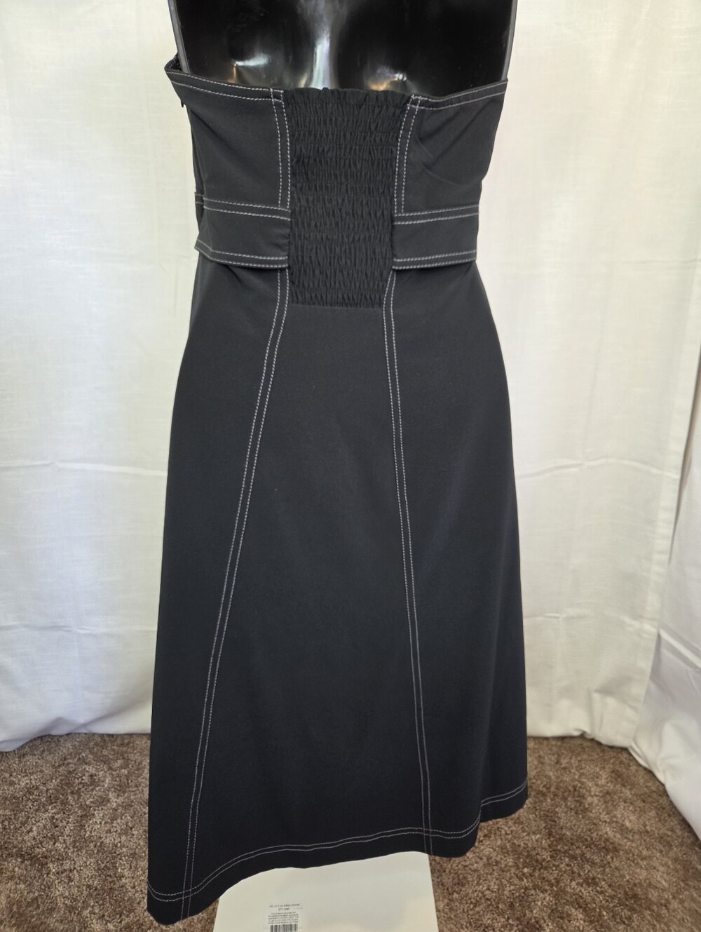Athleta Black Halter Above the Knee A-Line Dress /Contrast Stitching Size XS - Picture 6 of 13